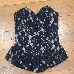 Charlotte Russe Black Lace Corset Top With Ruffle Bottom